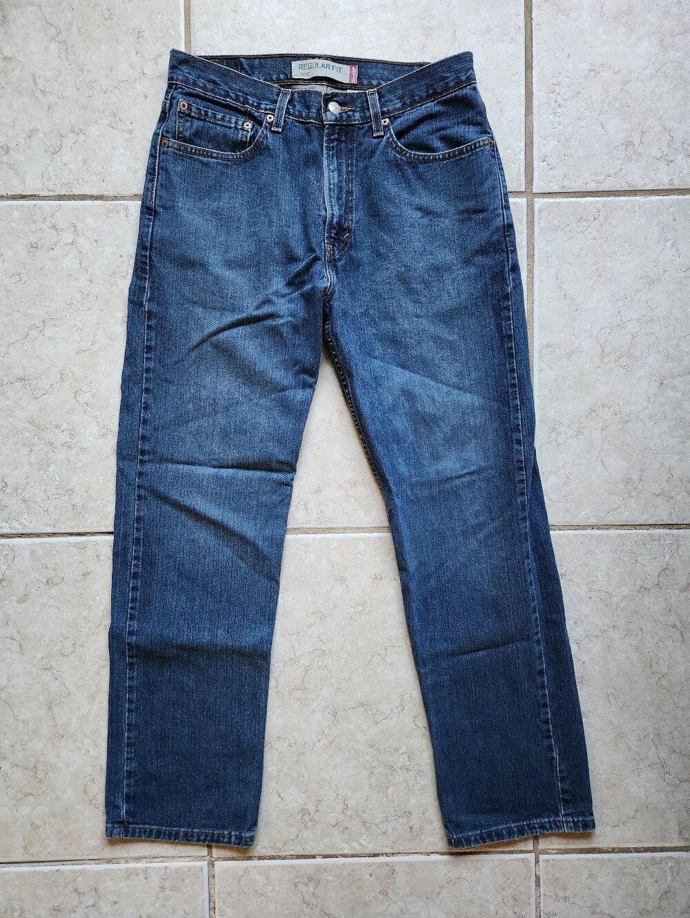 Levi's 505 Regular Fit Straight Leg Jeans Blue Denim Men's Size 33x32